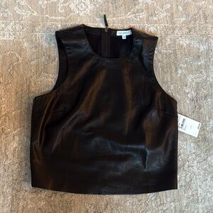 NWT Good American Black Faux Leather Tank Top